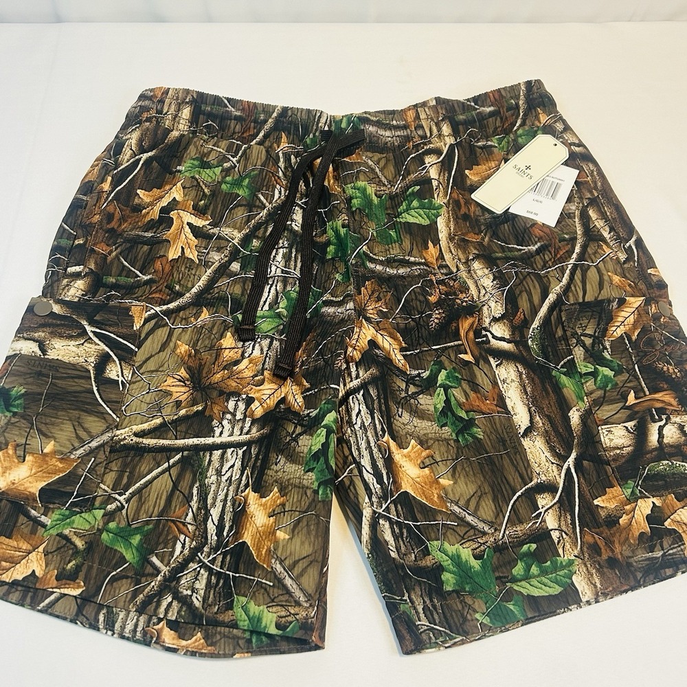 Saints Studio Men's Camo Shorts XL Stretch Waist Drawstring